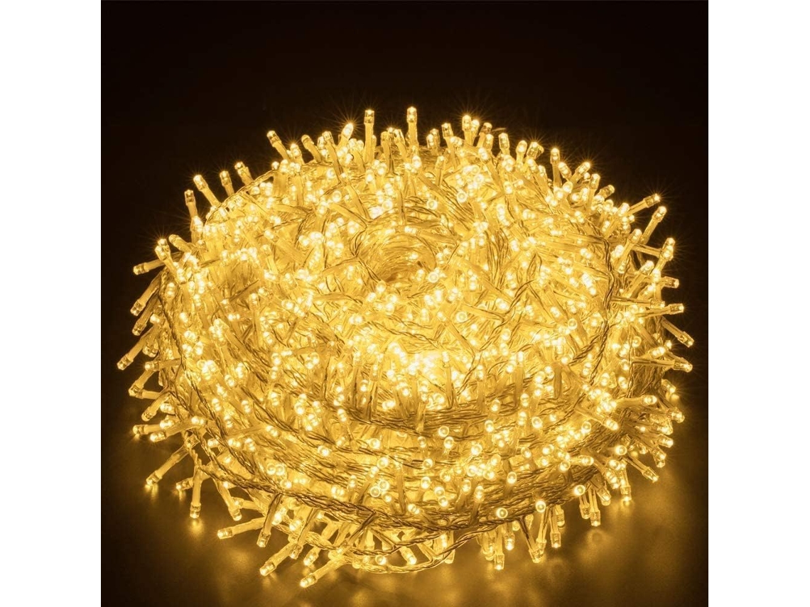 Cordão de Luzes Led , 100m com 1000 Leds para Árvore de Natal e 8 Modos de Iluminação (branco Quente) PRIME KANG (fairy Lights)