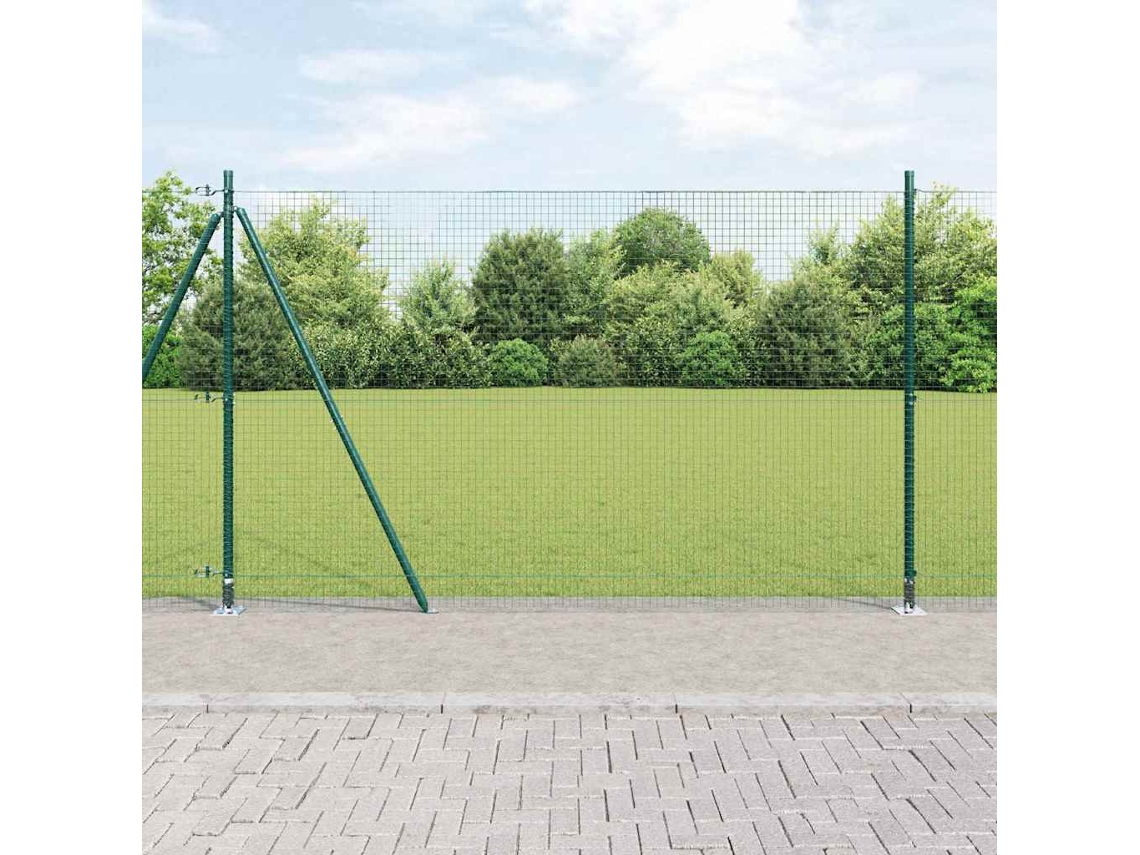 Vidaxl Cerca De Arame Soldado Com Base De Concreto 50 X 1,4 M Verde