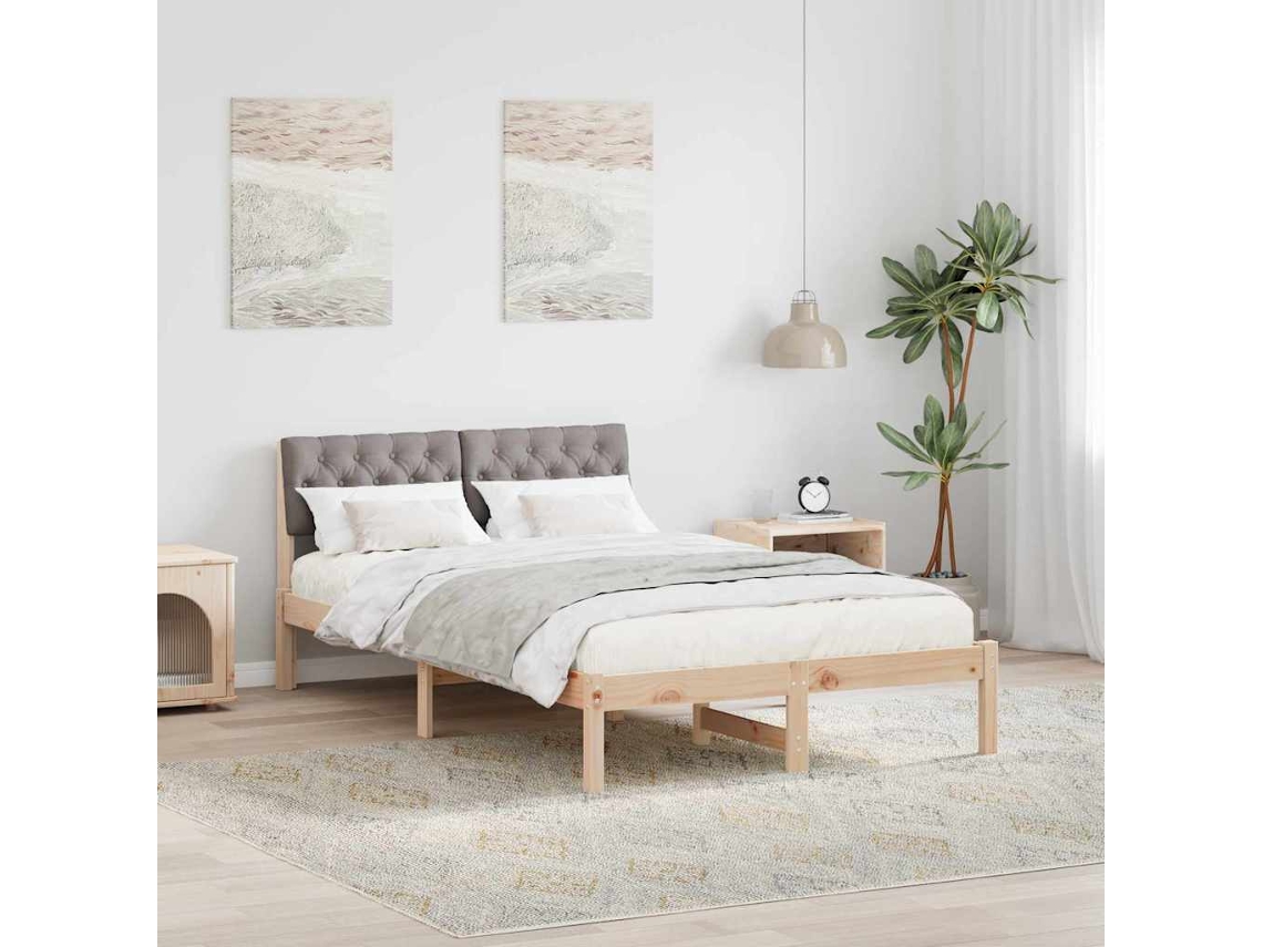 Vidaxl Estrutura Da Cama Com Cabeceira Marrom E Taupe 120 X 190 Cm