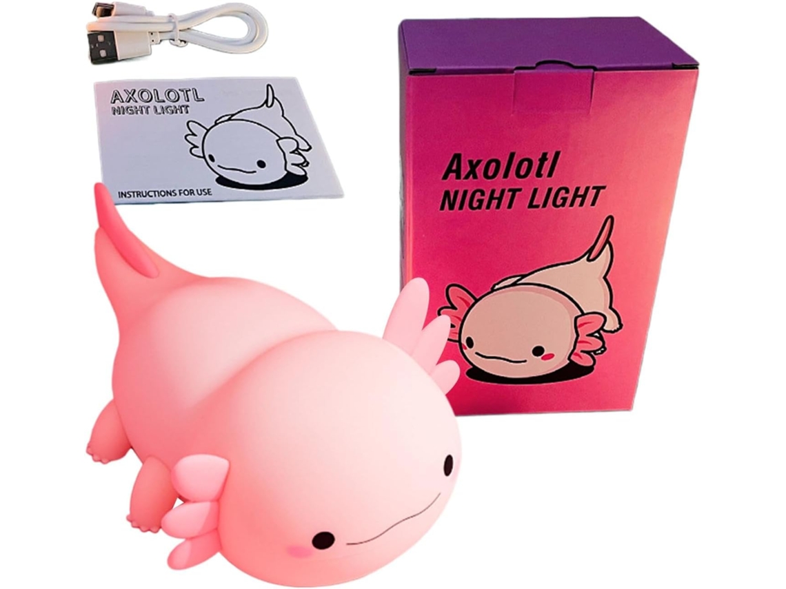 Luminária de silicone em formato de axolote para crianças, design