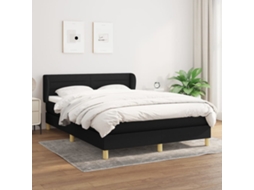 Vidaxl Cama Com Molas/colchão 140x190 Cm Tecido Preto