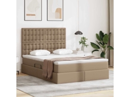 Vidaxl Cama Com Arrumação E Led Com Fitas Led Cappuccino 140 X 190 Cm