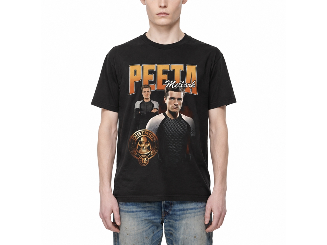 Rockinstone Hunger Games Movie Peeta Duo Photo Black Adult T-shirt Size:s