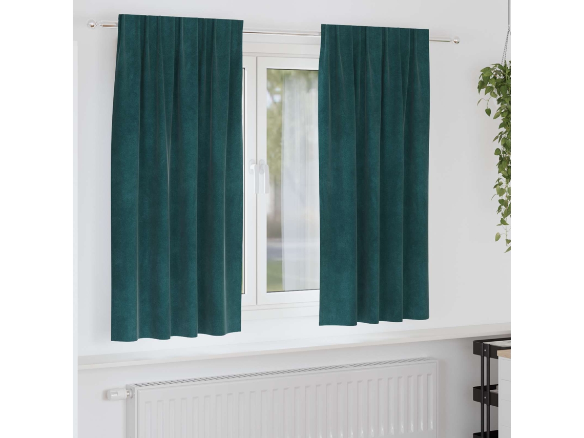 Vidaxl Cortinas Opacas 2 Unid. Verde-escuro 140 X 175 Cm Veludo