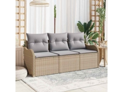 Vidaxl Conjunto De Sofá De Jardim 3 Unid. Bege Vime Pe