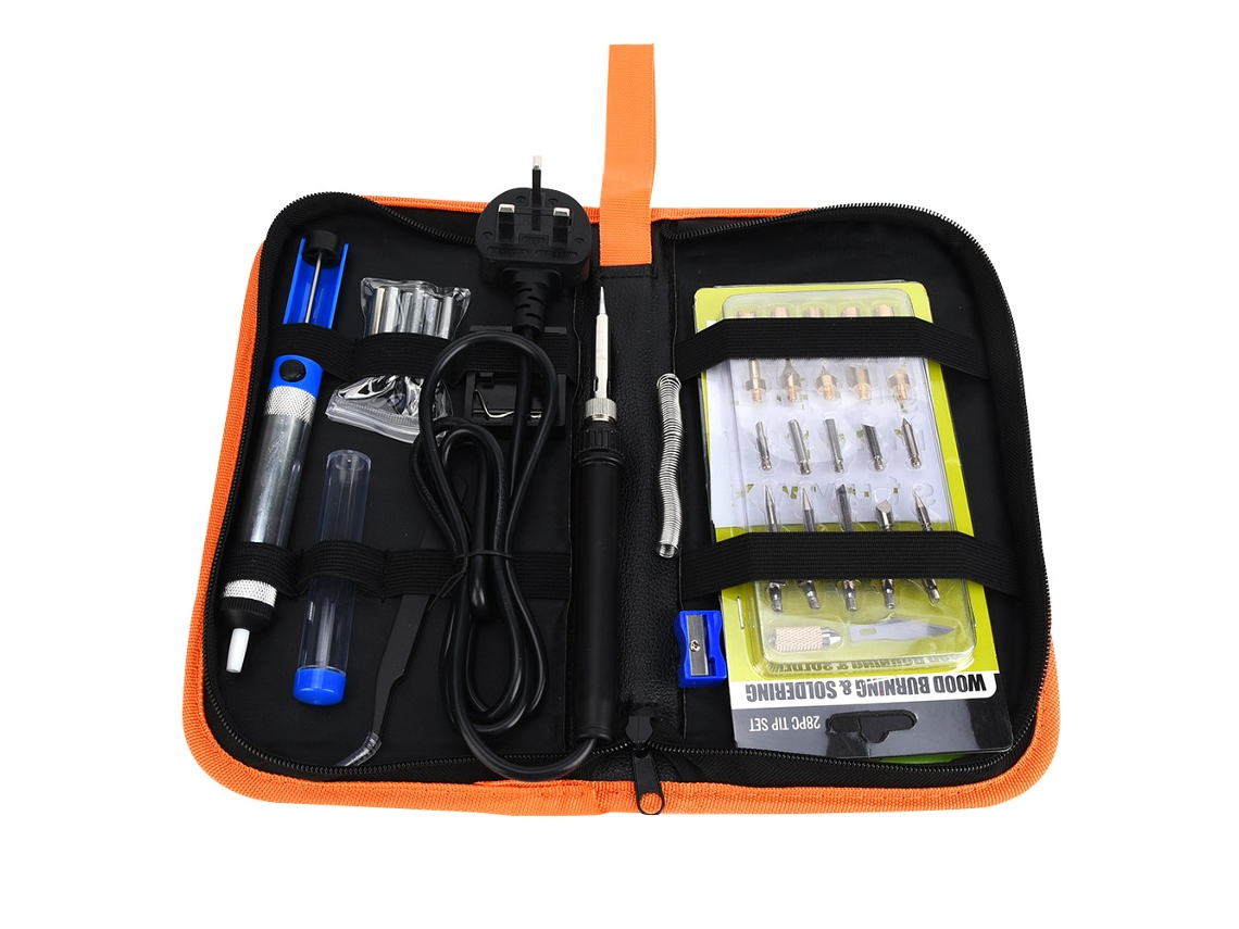 54 Peças de Soldador Eléctrico 60w Ajustável com Pantalla Digital Kit de Acessórios Plug Uk 220v S/MARCA