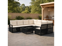 Vidaxl Conjunto De Sofá De Jardim 9 Unid. Preto Vime Pe
