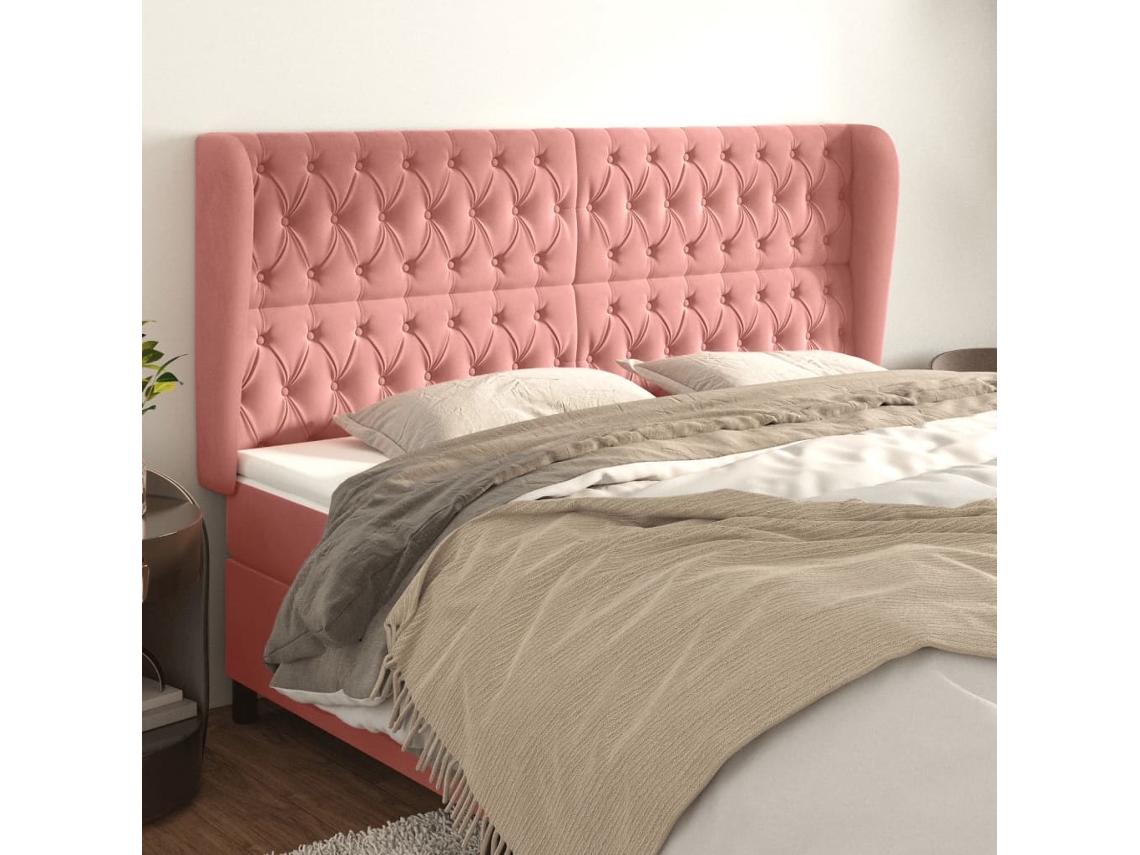 Cabecero con Alas de Terciopelo 183x23x118/128 cm Rosa
