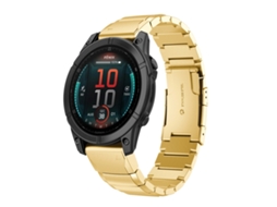 Bracelete Para Garmin Fenix 8 Amoled (51mm) - Aço Inoxidável - Estampa De Casco De Tartaruga (26mm) Dourado