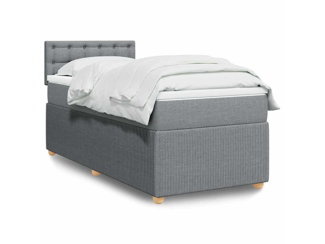 Cama Com Molas/colchão 80x200 Cm Tecido Cinza-claro