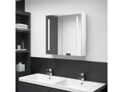 Vidaxl Armário Espelhado Casa De Banho Led 62x14x60cm Branco Brilhante
