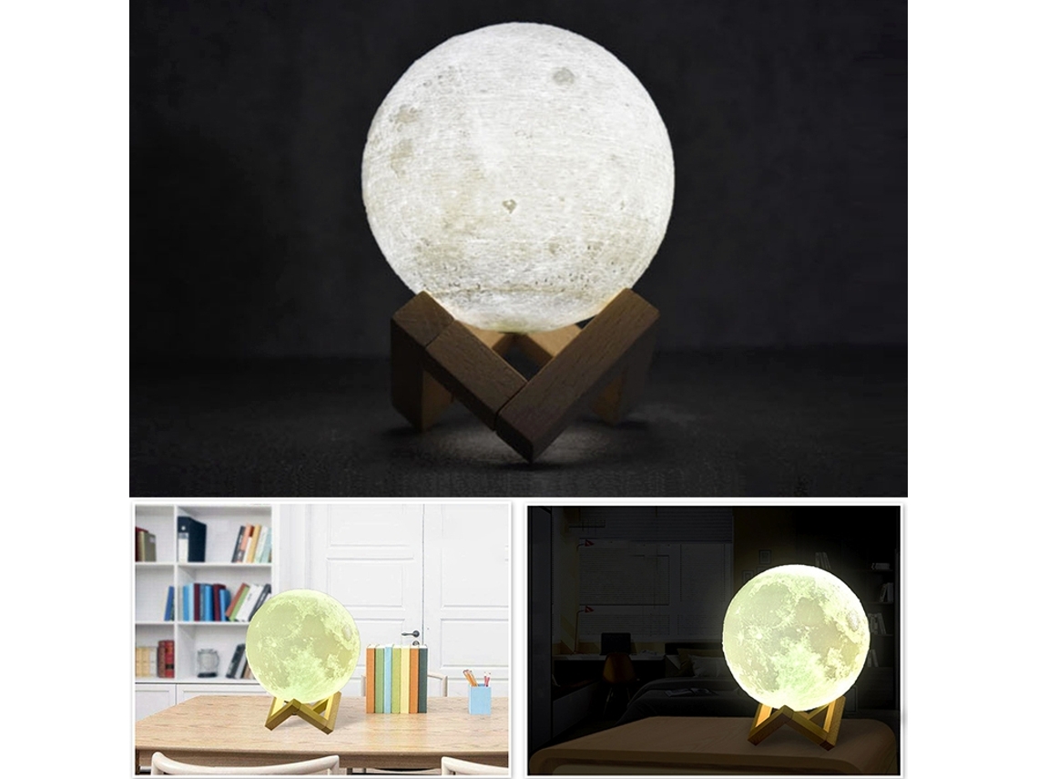 Luminária Lunar Impressa em 3d com Controle por Toque de 15 Cm BRILVIBERA