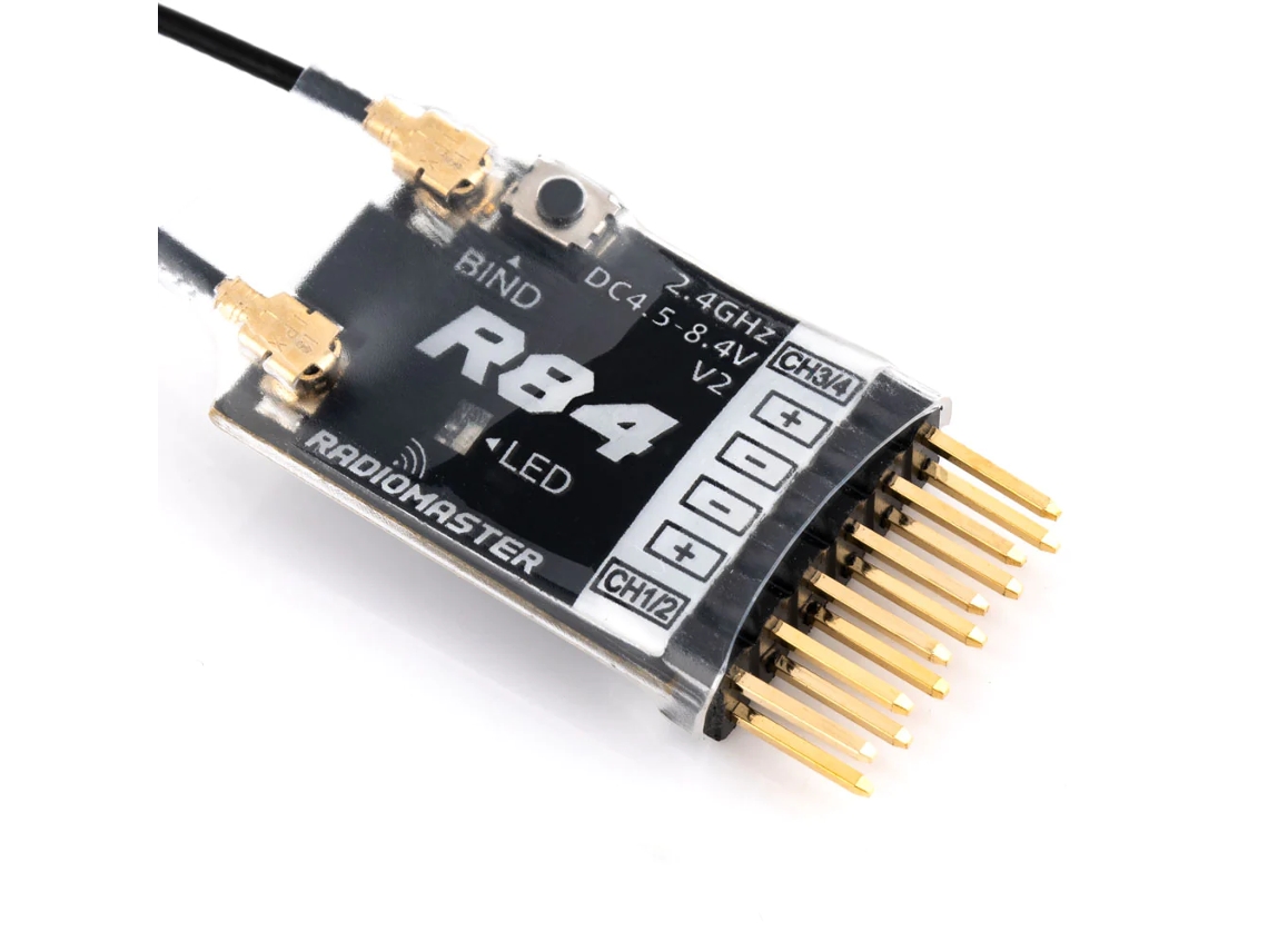 Receptor Rc Pwm Compatível com Radiomaster R84 V2 de 4 Canais, Versão Lbt, para Transmissores Frsky D8, D16, Sfhss e Radiomaster Tx12 e T16s. MDUG