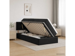 Vidaxl Cama Com Armazenamento Com Cabeceira Preto 90 X 200 Cm Veludo