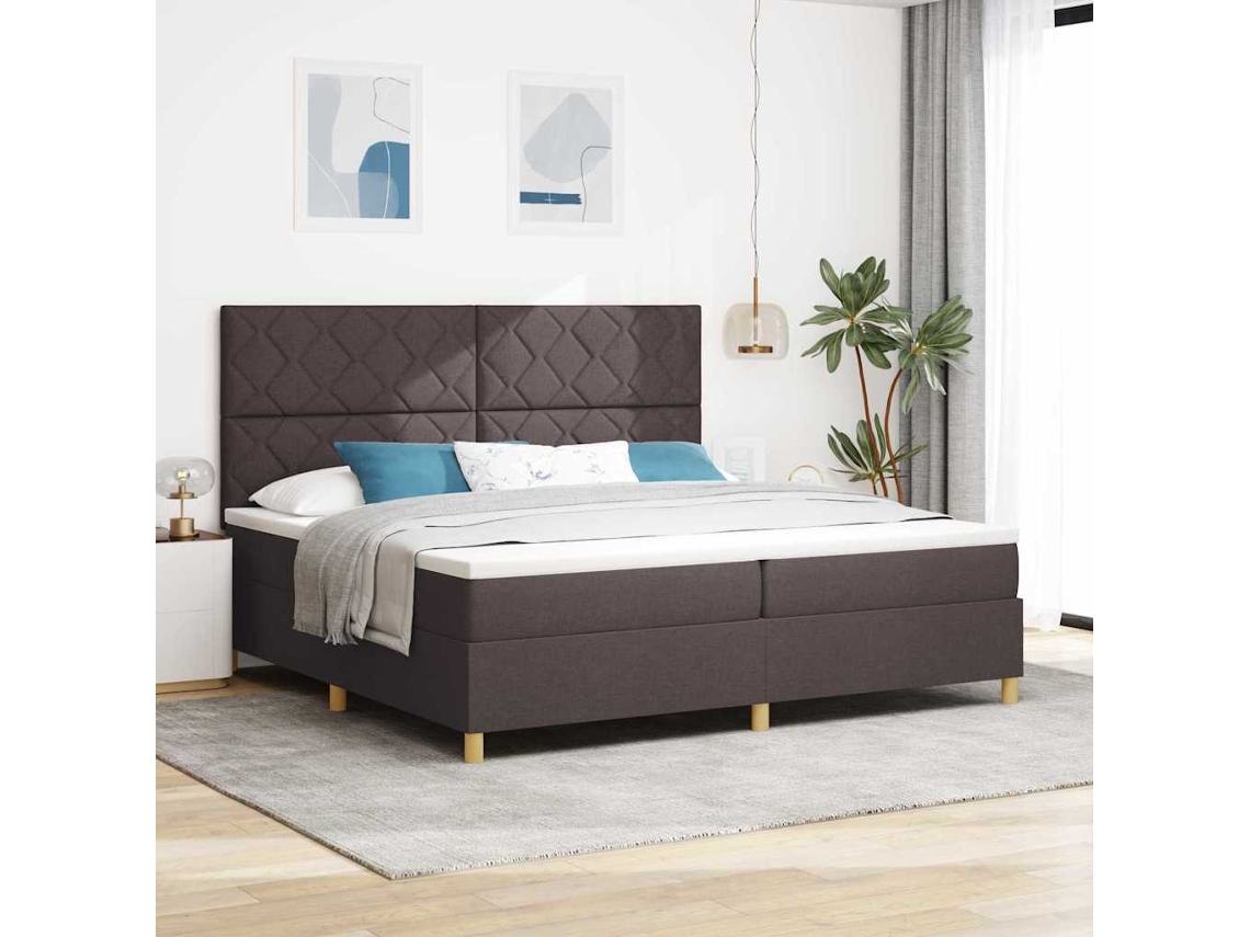 Vidaxl Cama Box Spring Led Marrom Escuro 200 X 200 Cm Tecido