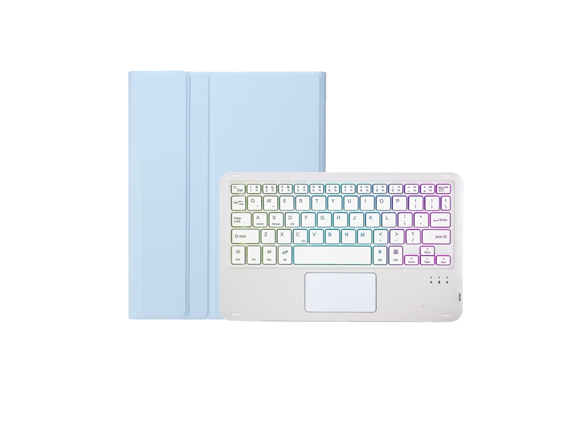 Lurelia Capa Com Teclado Bluetooth Para Ipad Air2 Teclado Com Retroiluminação Gradiente Com Touchpad, Layout Pt, Azul E Branco