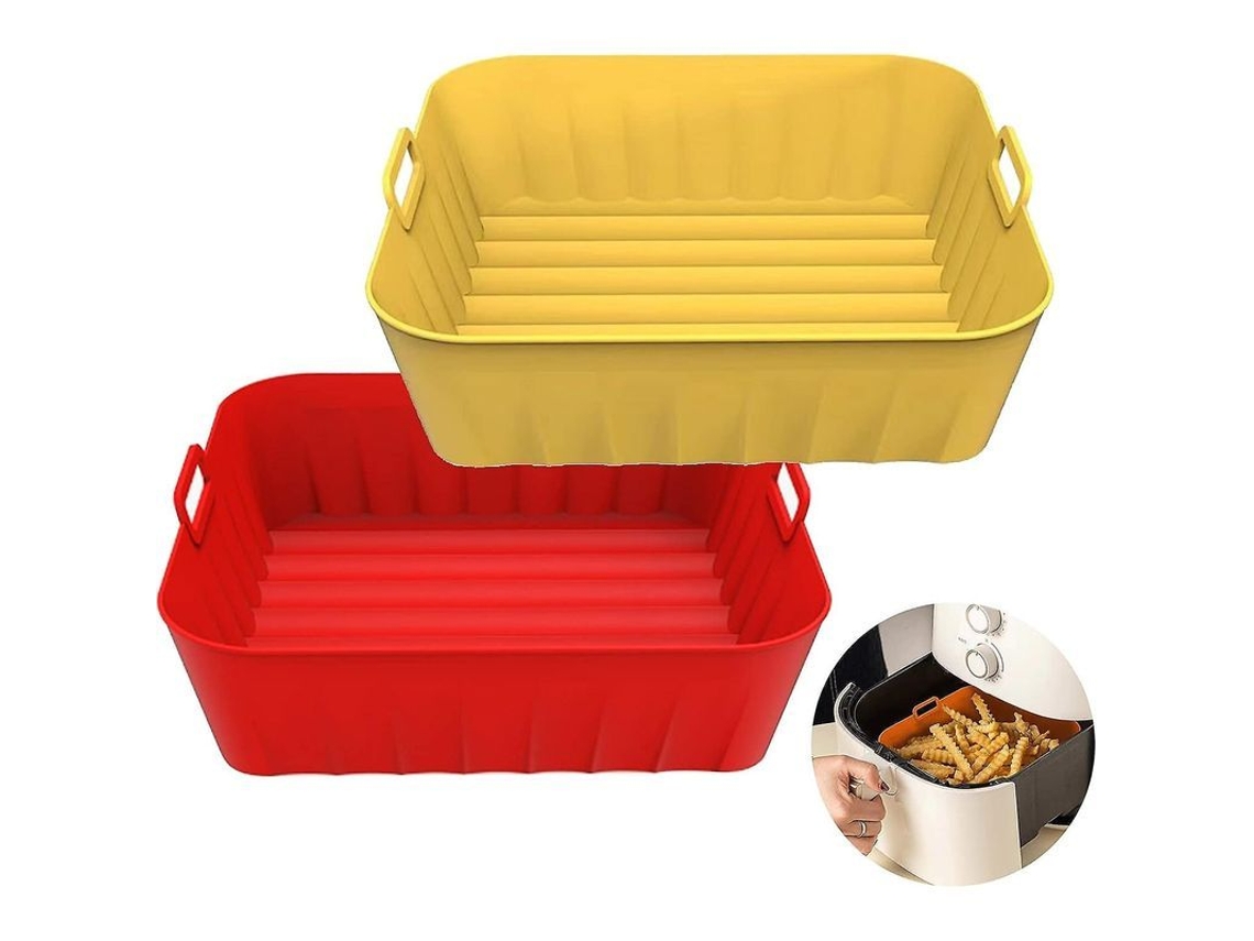 2 Panelas De Silicone Para Air Fryer 20,8 Cm (8,2 Polegadas) Reutilizáveis Resistentes Ao Calor