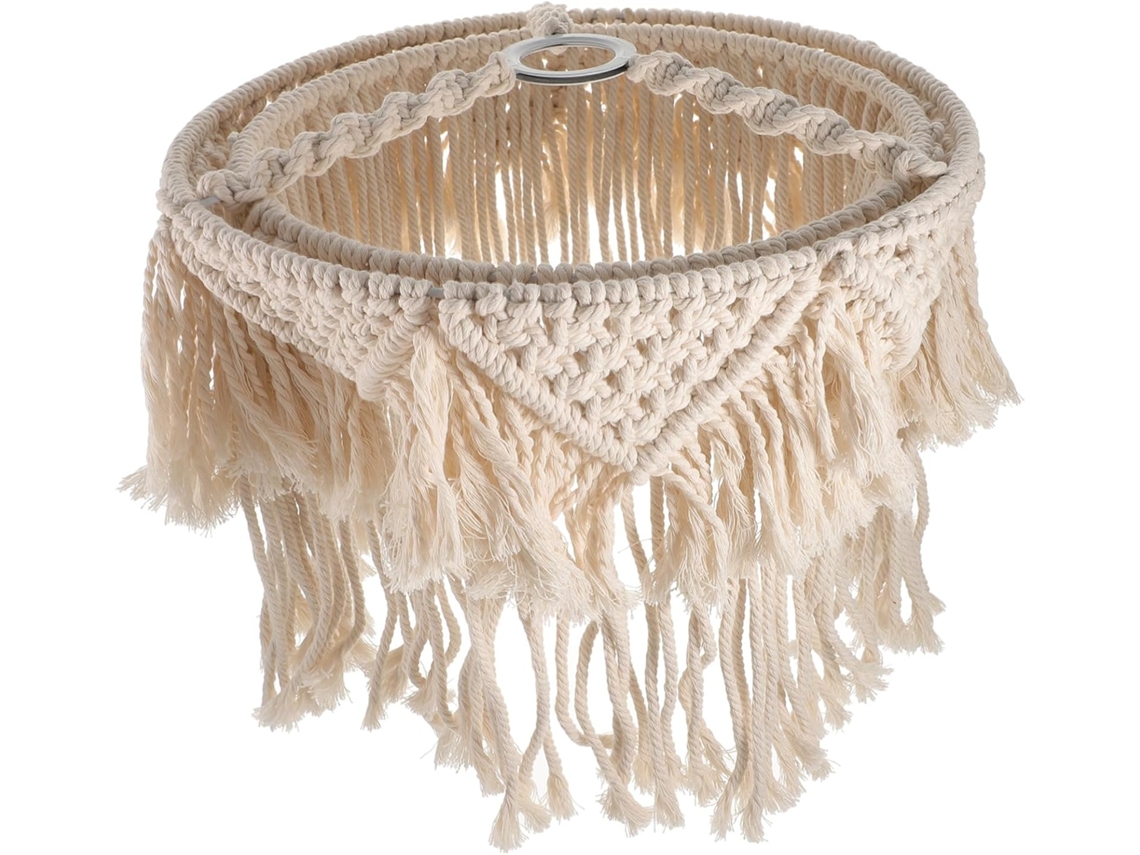 Luminária Pendente Decorativa de Algodão Macramê com Pompons para Casa. SFUSHOS
