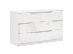 Cómoda com 6 Gavetas Cómoda de Dormitório Moderna com Sistema Anti tombo 120x40x75 Cm Branco