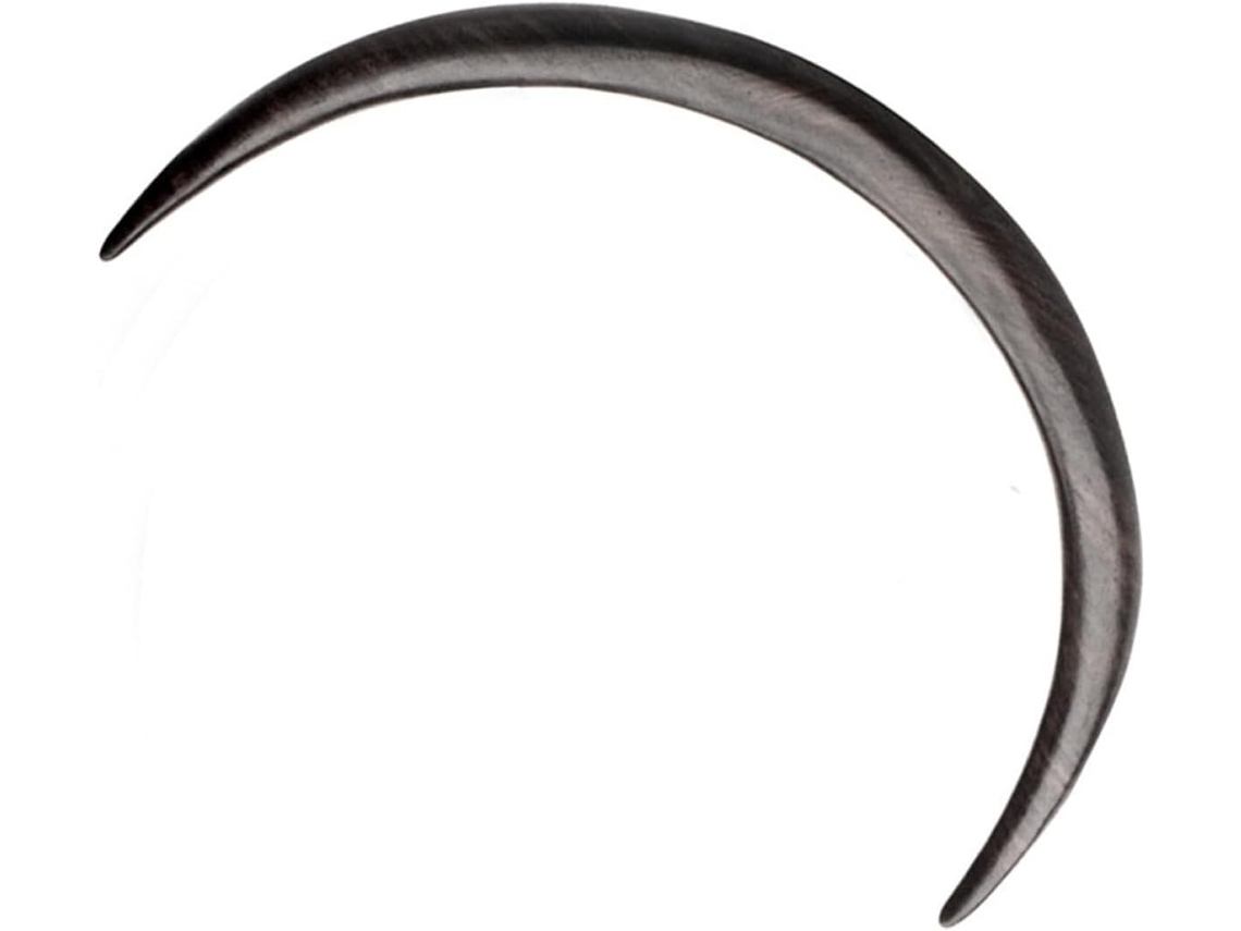 Presilha de cabelo em formato de lua crescente, feita de madeira, ideal para cabelos femininos.