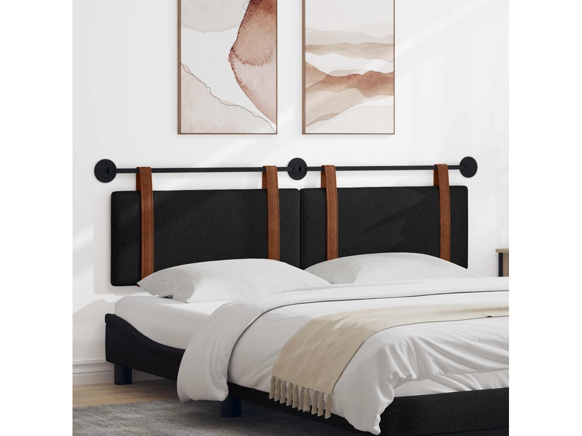 Vidaxl Cabeceira Suspensa Liso Preto 190 X 55 X 5 Cm Pu Antigo