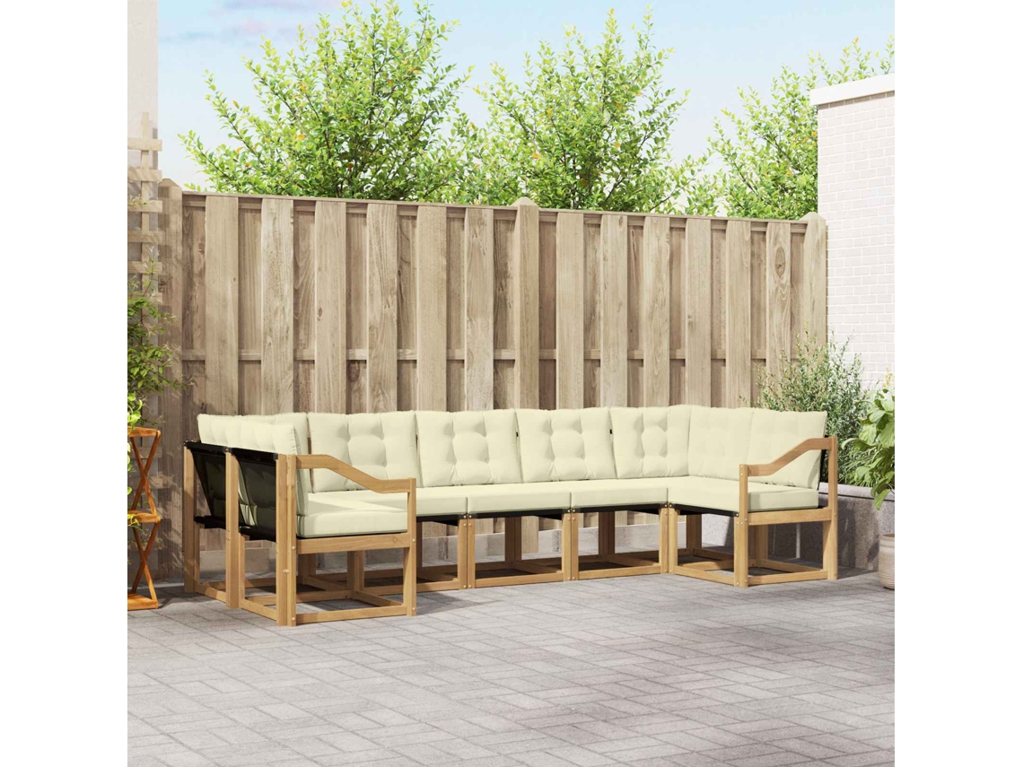 Vidaxl Conjunto De Sofás Para Exterior 7 Unid. Branco E Creme