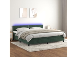 Cama Box Spring C/ Colchão/led 200x200 Cm Veludo Verde-escuro