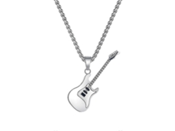 Pendente Guitarra Clássica Rua Maré Masculino Colar Aço Titânio