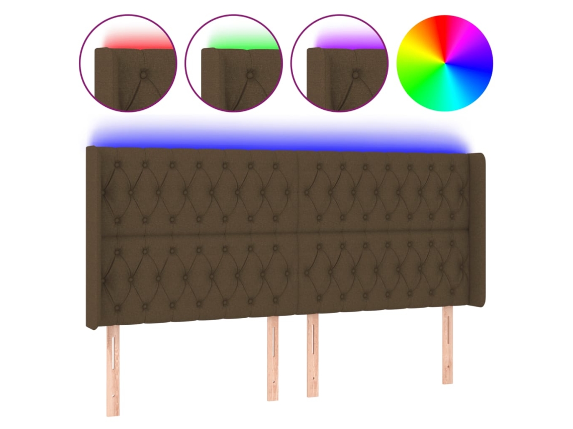 Cabeceira de Cama com Luzes Led Tecido Castanho MAISON EXCLUSIVE (203x16x118 cm)
