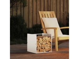 Vidaxl Suporte Para Lenha 40x40x40 Cm Aço Laminado A Frio Branco