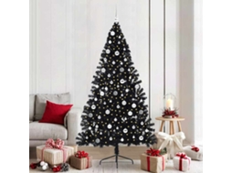 Vidaxl Árvore De Natal Artificial Pré-iluminada Preto 210 Cm Pvc