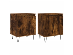 Bedside Cabinet, Bedside Cabinets Vidaxl Marrom Madeira Processada (n/a)