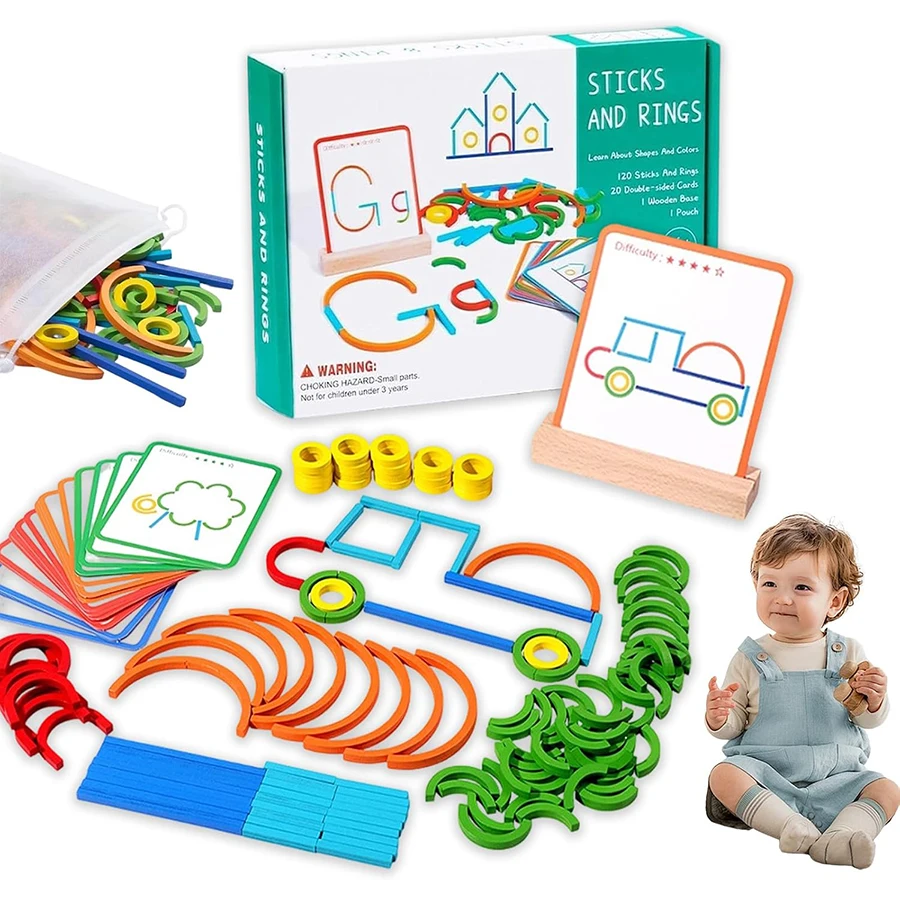 Jogo De Quebra-cabeça Montessori Com Blocos De Madeira Circulares