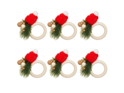 Laxiscreed Conjunto De 6 Argolas Natal Com Pai Natal E Pinho Para Guardanapos