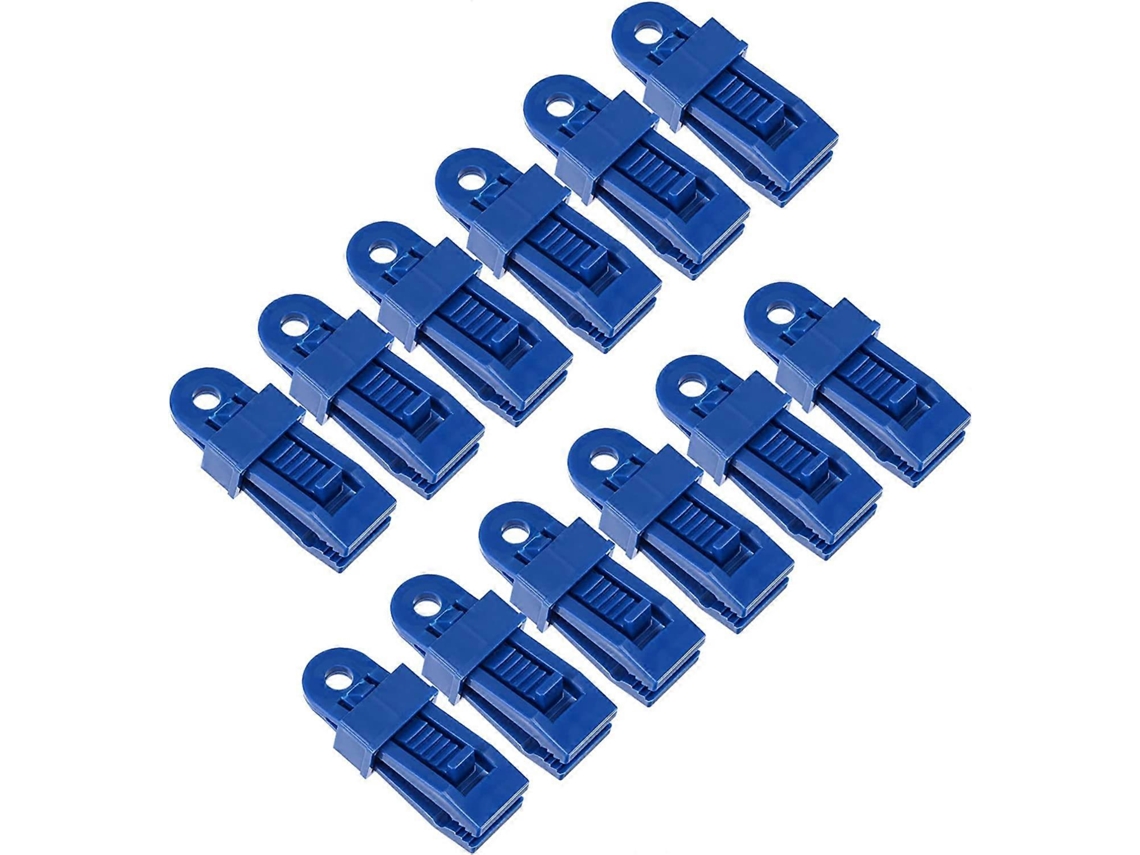 Omni-12 Pinzas Para Toldos - Abrazaderas Deslizantes Seguras Con Mango De Bloqueo, Resistentes, Uso Al Aire Libre/camping/piscinas (azul)