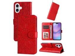 Capa De Couro Para Iphone 17 - Estampa De Girassol Em Relevo
