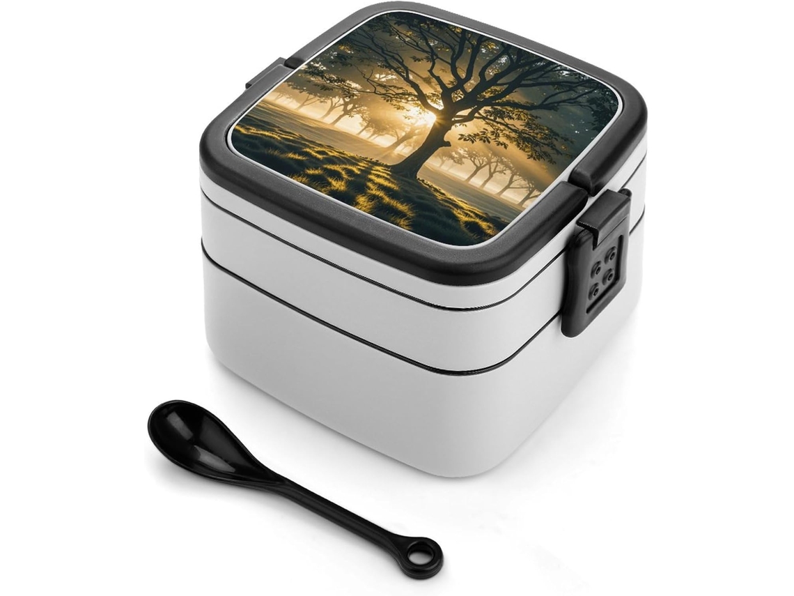 Marmita Bento Empilhável Dawn Forest Para Adultos, Marmita Bento À Prova De Vazamentos, Recipientes Grandes Para Almoço