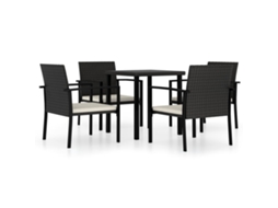 Maison Exclusive - 5 Pcs Conjunto De Jantar Para Jardim Vime Pe Preto