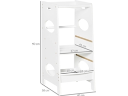 Torre de Aprendizagem HOMCOM 312-053WT (Branco - MDF - 40x50x90 cm)