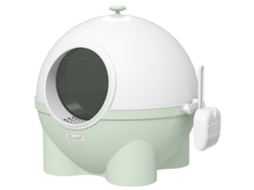 Banheiro Doméstico Caixa de Areia para Gatos com Porta Articulada e Tampa Removível, 53 X 51 X 48 Cm, Verde e Branco Ge