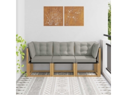 Vidaxl 3 Unid. Sofá Médio E De Canto Para Exterior Branco