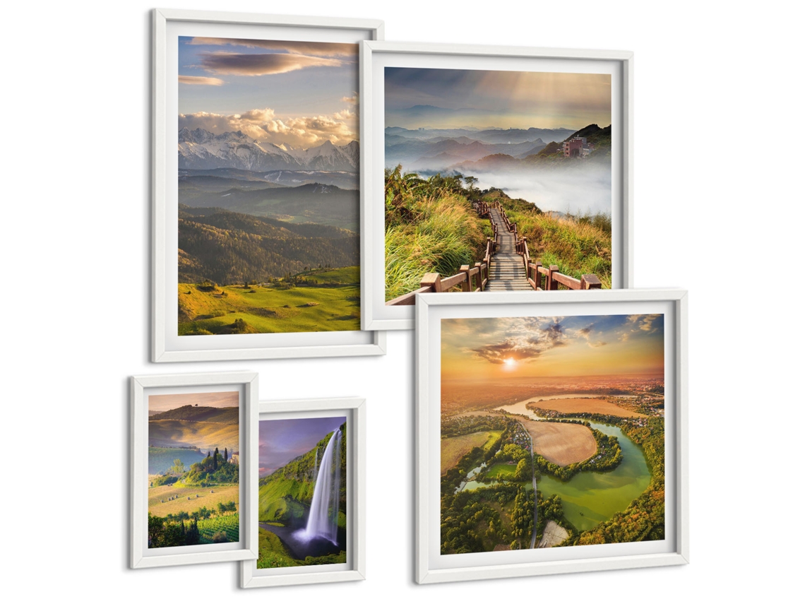 Conjunto De Pinturas Paisagens De Montanha Cachoeiras Espelharte (5 Peças)