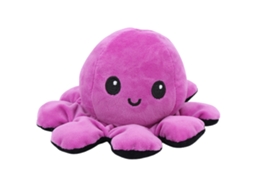 Ats muñeco de Peluche Pulpo Reversible de Doble Cara Animal Flip Multicolor Juguetes para Bebés (moradonegro)