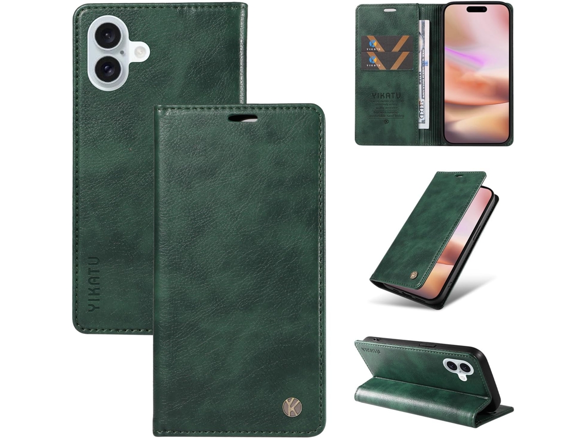 Capa Para Iphone 16-plus De 6, 7 Polegadas, Capa Carteira Em Couro Pu Resistente A Impactos, Capa Flip Dobrável À Prova