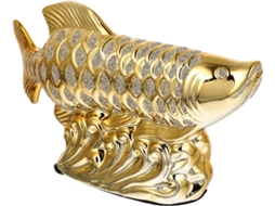 Peixe Decorativo Cerâmica Dourada Ornamento Criativo Forma Acessório Exclusivo Festas Mesa Casa GOKOCO