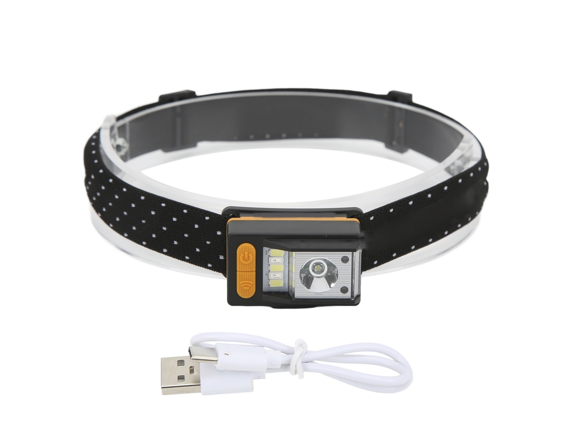 Lanterna Frontal Led Com Sensor De Movimento Recarregável Usb À Prova D'água Para Atividades Ao Ar Livre