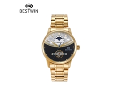 Relógio Masculino Mecânico Esqueleto MDUG (dourado e Preto)