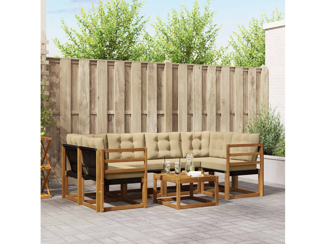 Vidaxl Conjunto De Sofás Para Exterior 7 Unid. Natural E Bege