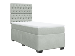 Cama com Molas/colchão 80x200 Cm Veludo Cinza claro MAISON EXCLUSIVE