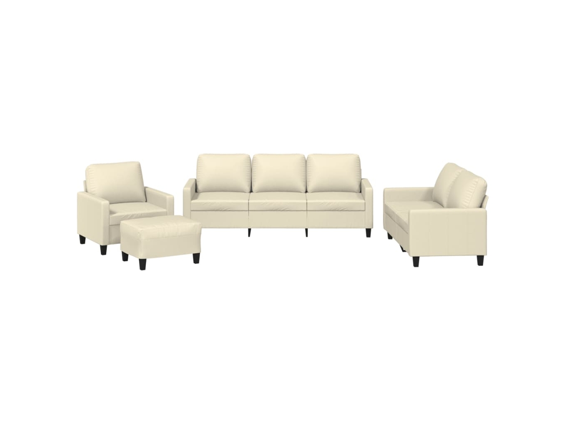 Conjunto de 4 Sofás com Almofadões Couro Artificial Cinzento MAISON EXCLUSIVE